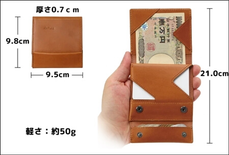 「薄い財布」の形・サイズ・軽さ　説明写真